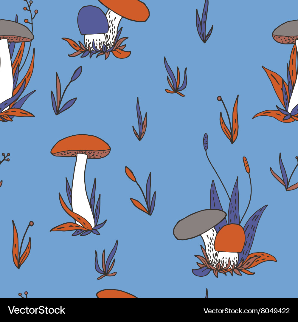 Abstract seamless pattern with mushrooms Vector Image