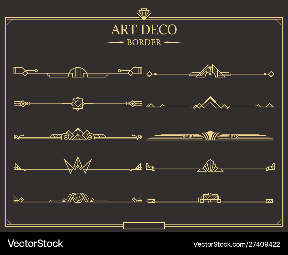 Art Deco Gold Page Dividers Vector Image