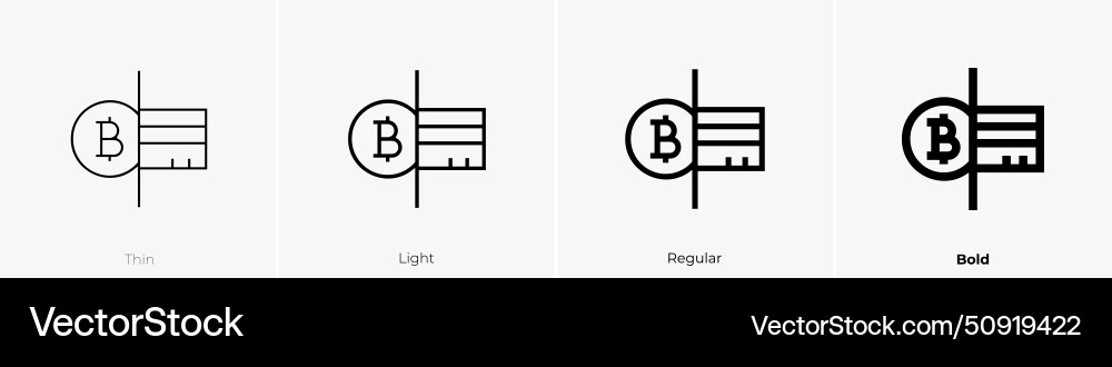 Bitcoin icon thin light regular and bold style Vector Image