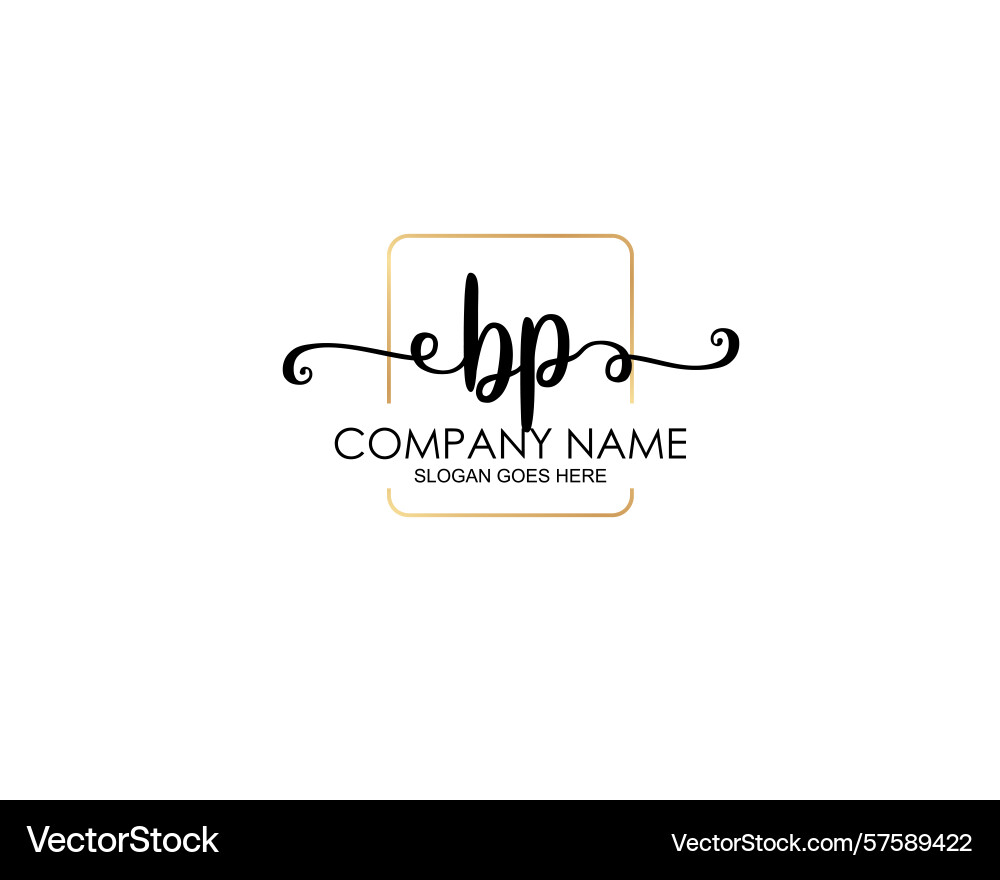 Bp initial handwriting logo design collection Vector Image