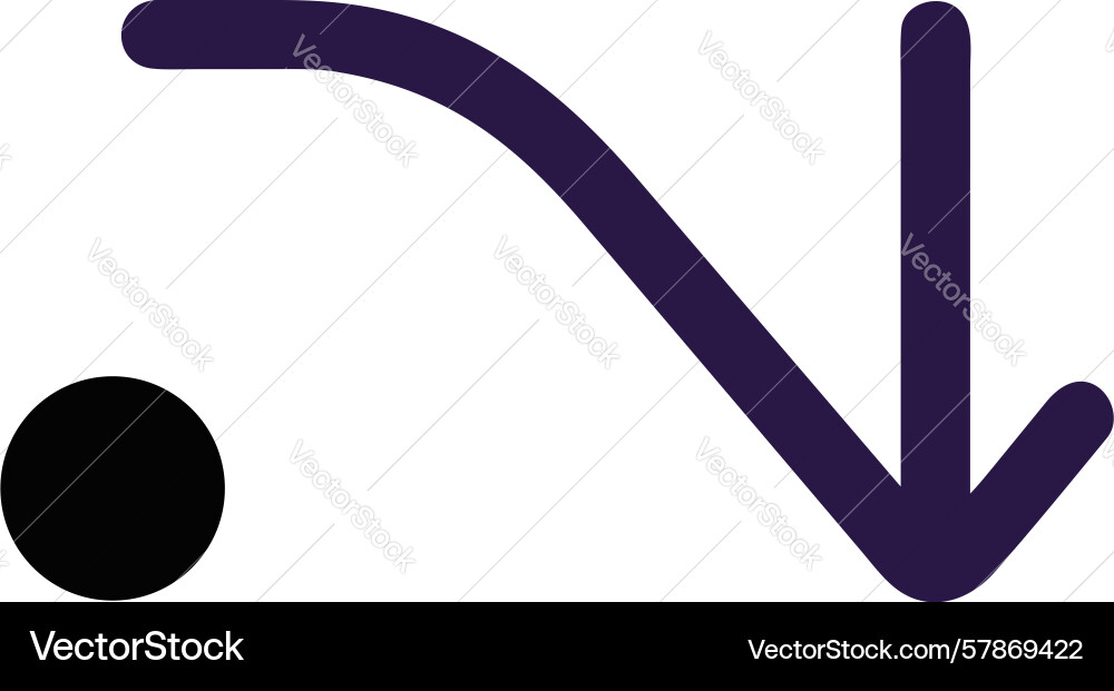 Curved down arrow with dot musical notation style Vector Image