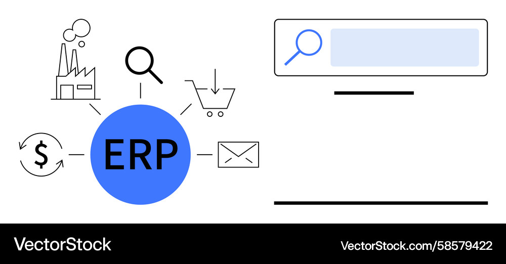 Erp system integration with functional icons Vector Image