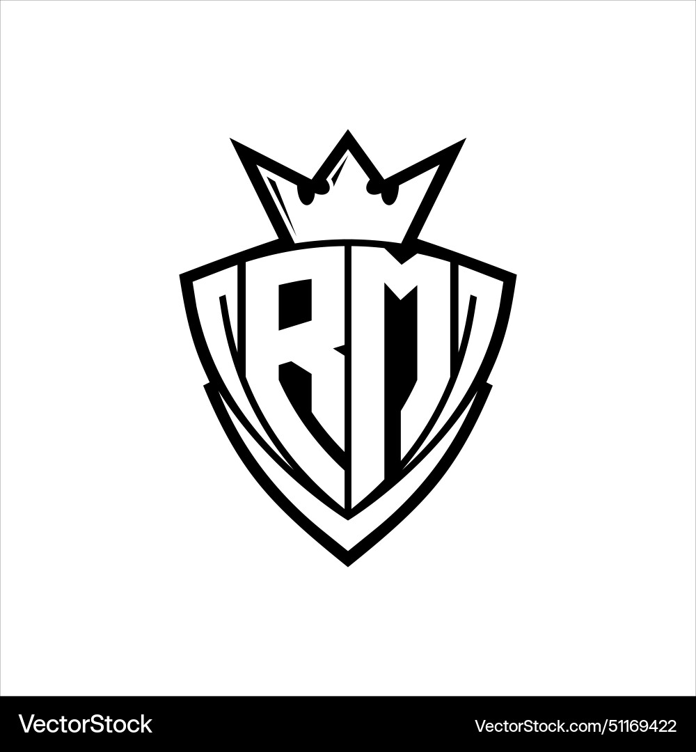 Rm letter logo with sharp triangle shield shape Vector Image