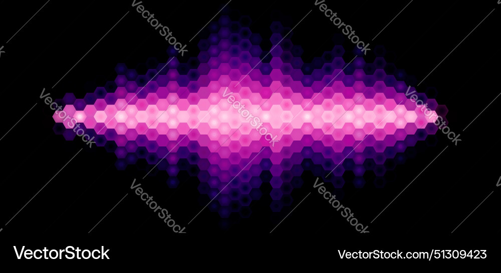Audio or music shiny sound waveform with hexagonal Audio or music shiny sound waveform with hexagonal vector image