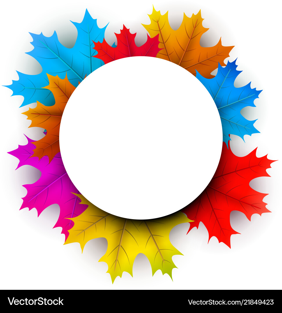 Autumn background with round frame and maple vector image