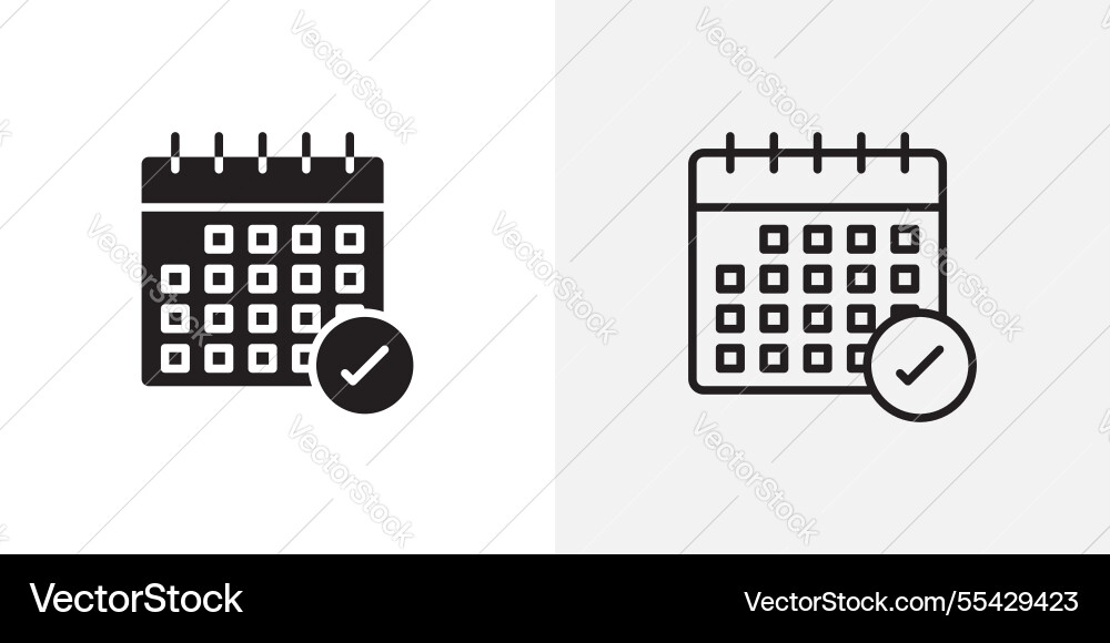 Calendar check icons pack for apps and ui ux vector image