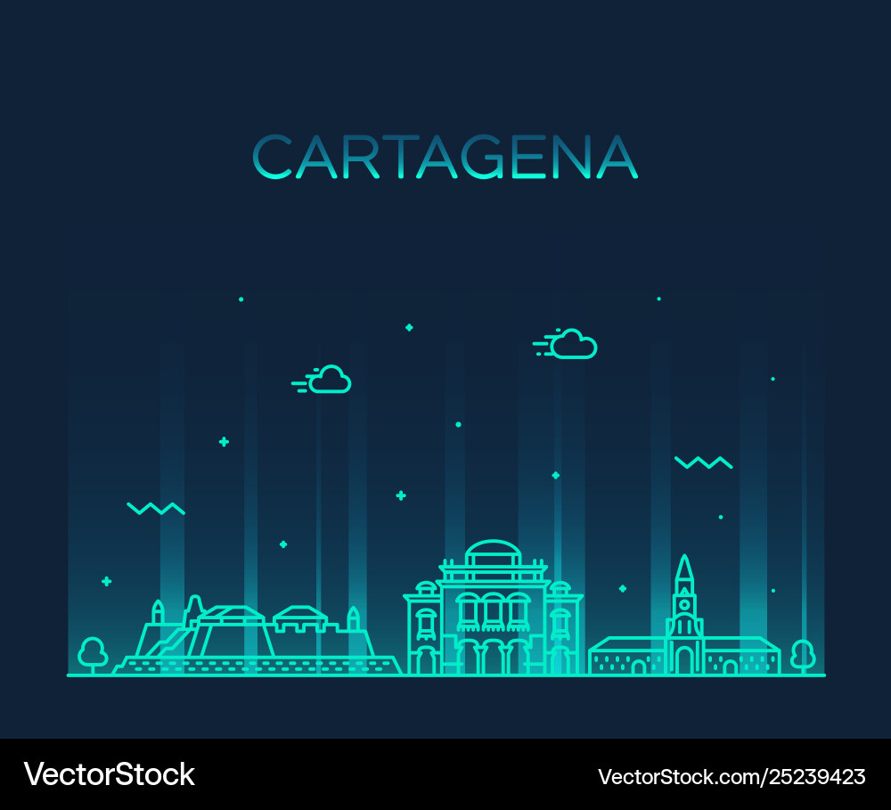 Cartagena skyline colombia big city linear Cartagena skyline colombia big city linear vector image