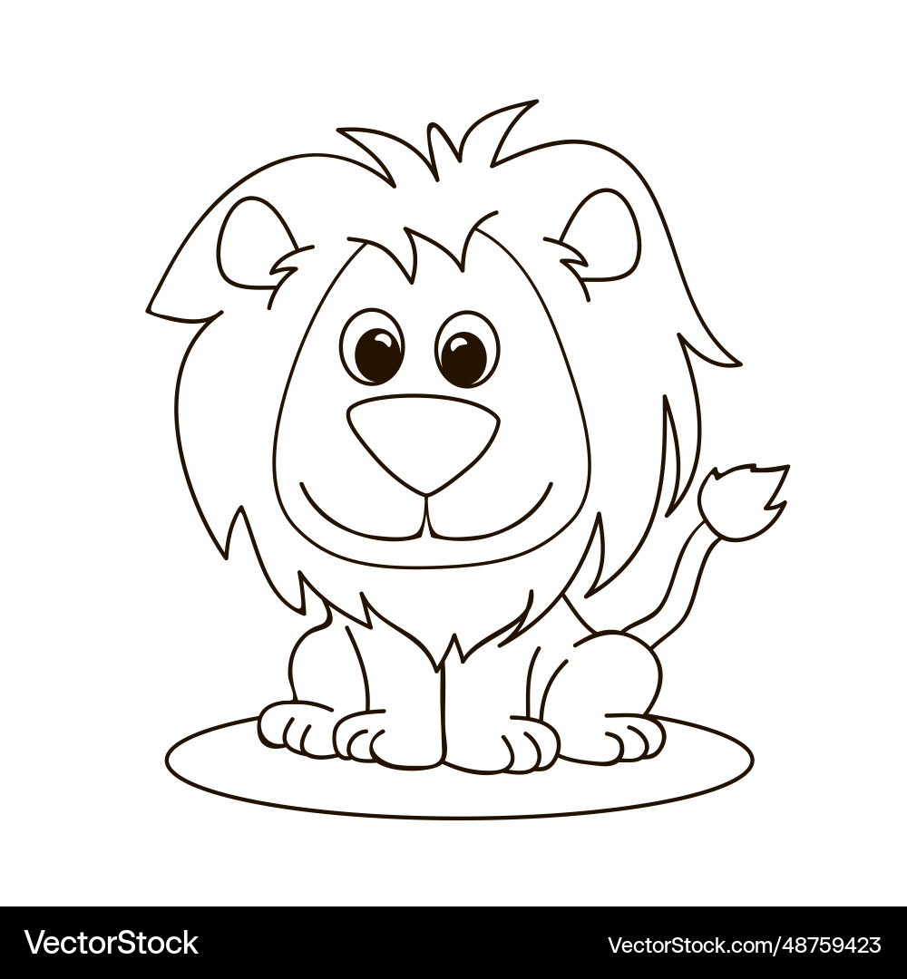 Coloring page of cute little lion Coloring page of cute little lion vector image