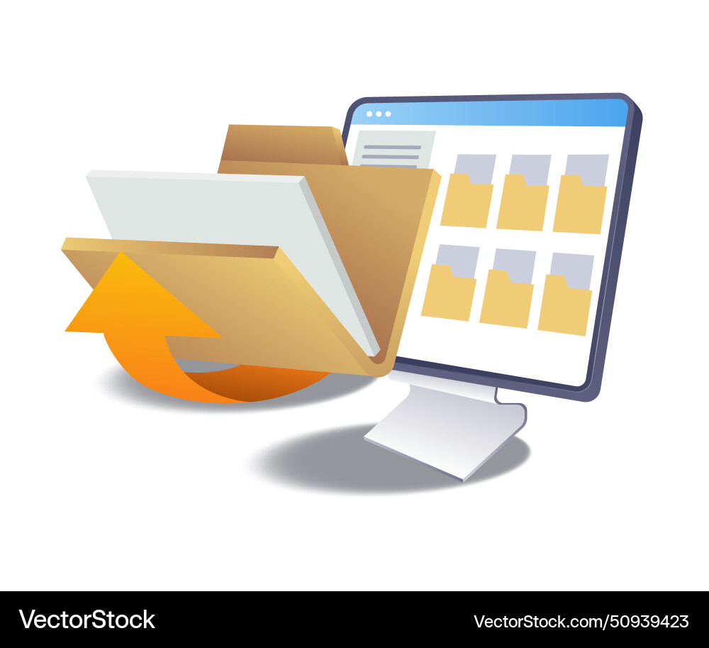 Computer data folder concept flat isometric 3d Computer data folder concept flat isometric 3d vector image