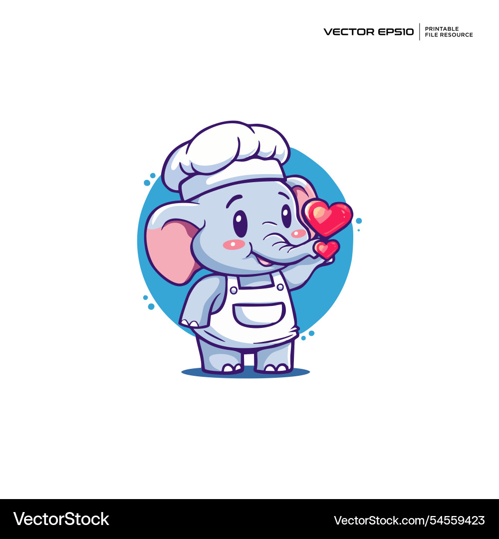 Cute elephant chef character mascot logo design Cute elephant chef character mascot logo design Vector Image