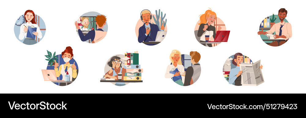Office worker man and woman character set Vector Image