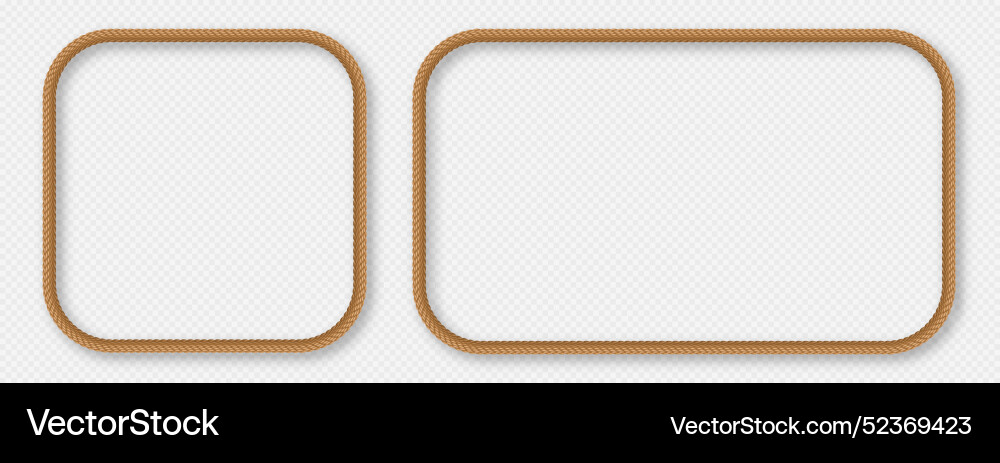 Rope frames realistic jute cord borders hemp Vector Image