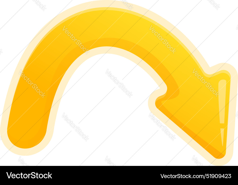Yellow arrow pointing down and turning right Yellow arrow pointing down and turning right vector image