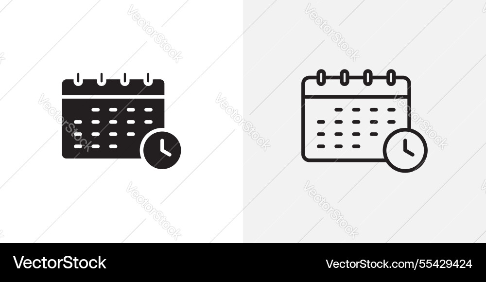 Calendar clock icons pack for apps and ui ux Vector Image