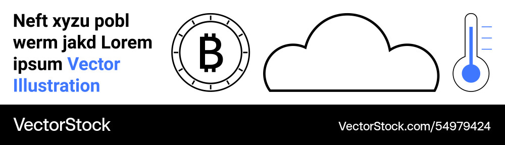 Cryptocurrency cloud computing and temperature Cryptocurrency cloud computing and temperature vector image