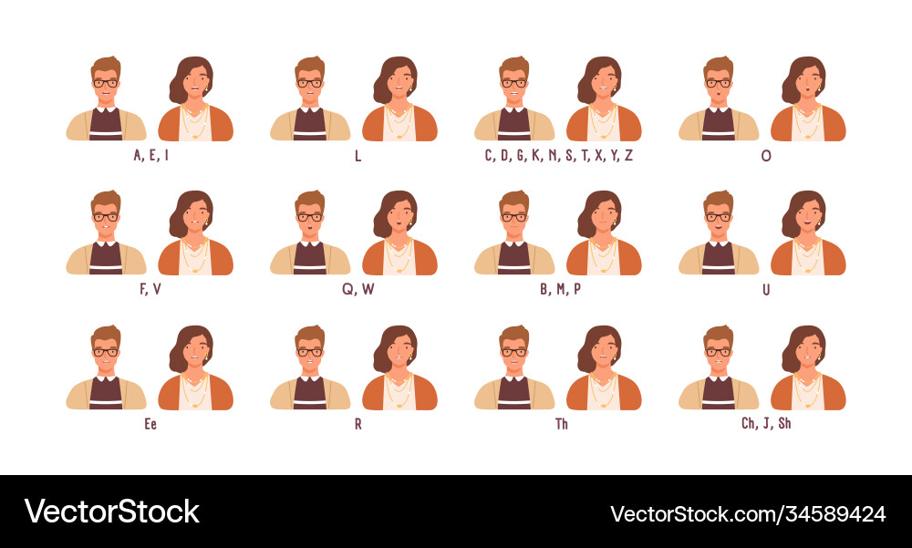 Female and male character practicing english Female and male character practicing english vector image