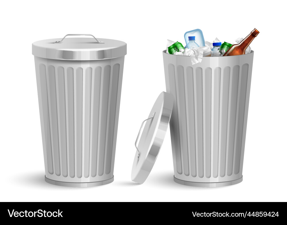 Iron garbage bin composition Iron garbage bin composition vector image