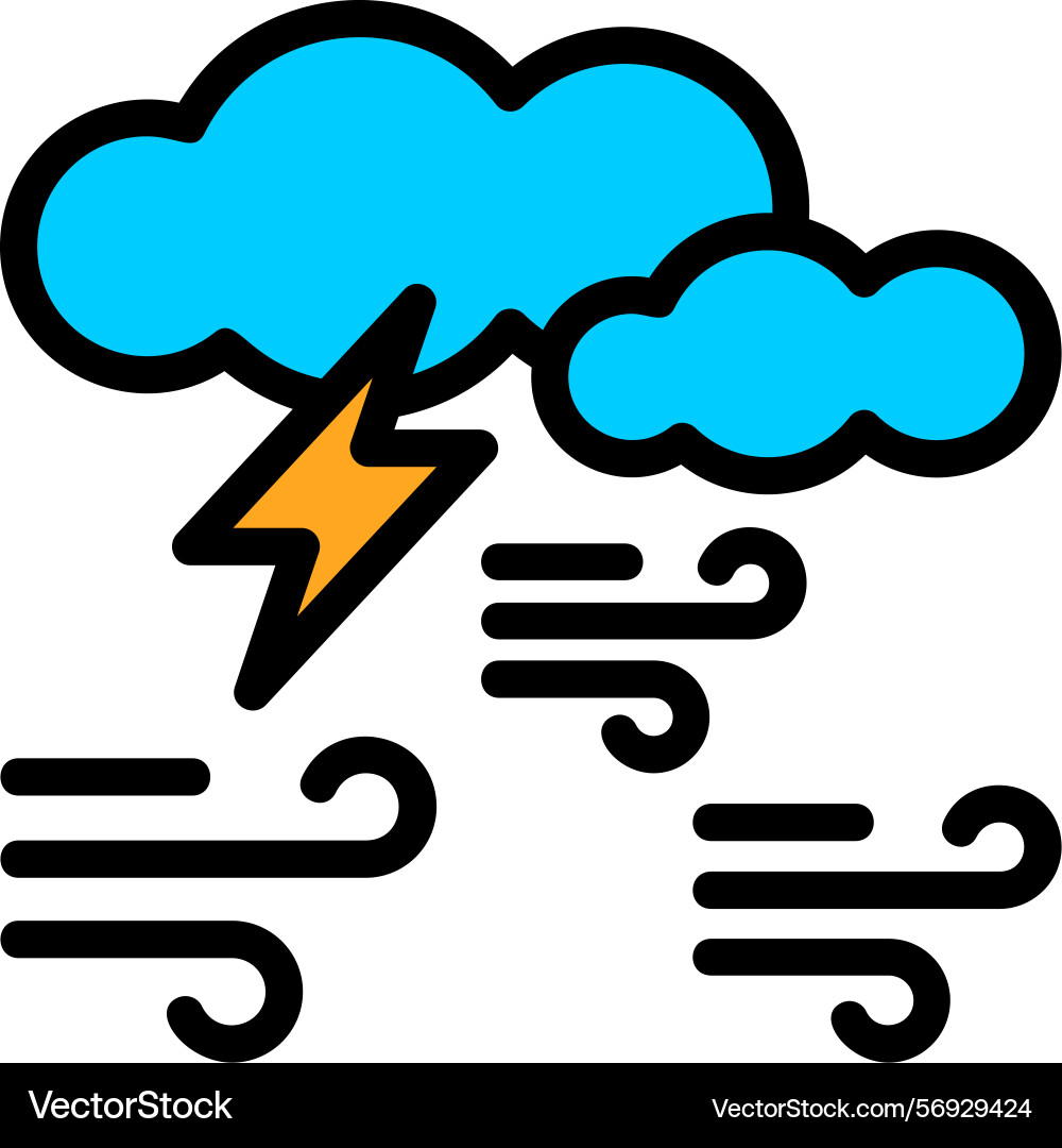 Lightning bolt line filled style icon design vector image