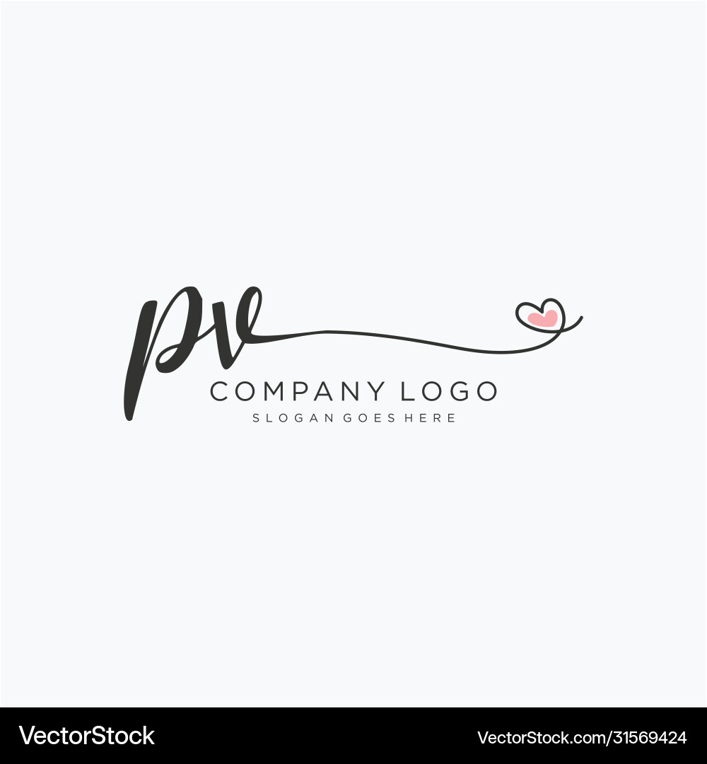 PV Initial Handwriting Logo Vector Image