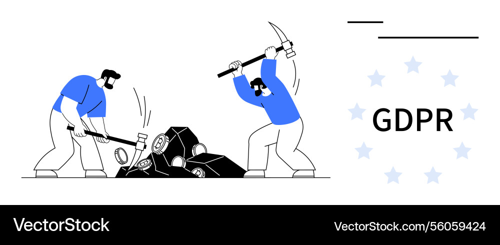 Workers breaking data blocks with tools Workers breaking data blocks with tools vector image