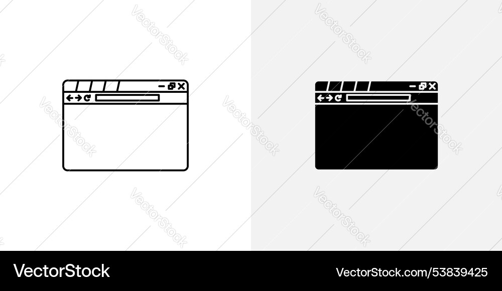 Browser window icon set Browser window icon set Vector Image