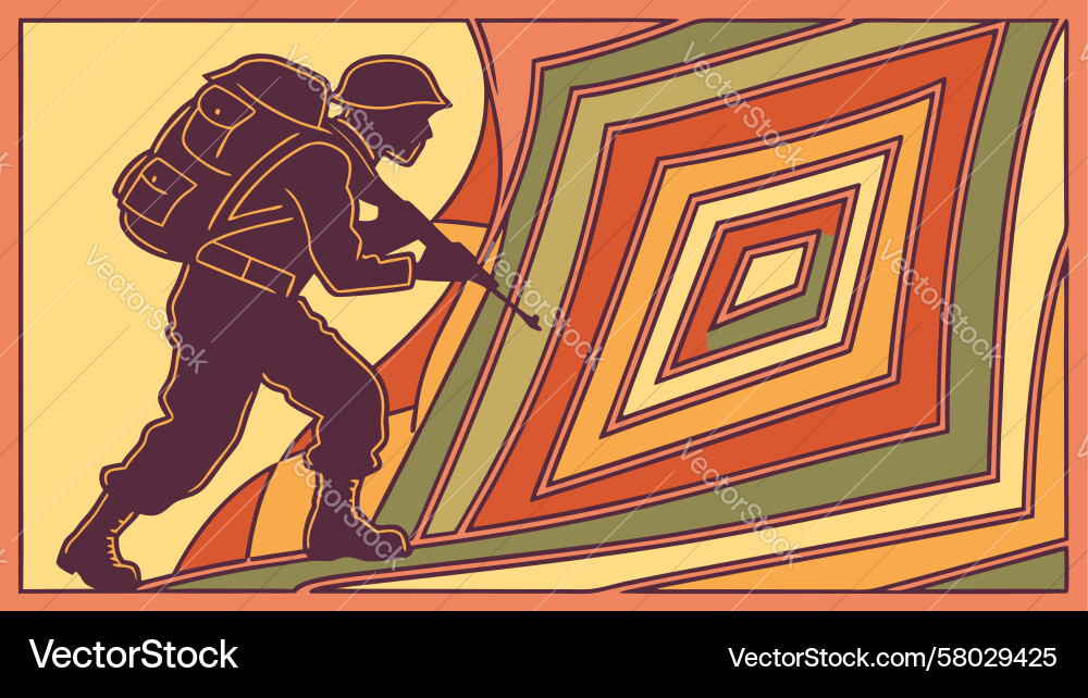 Dynamic Soldier with Geometric Patterns Vector Image