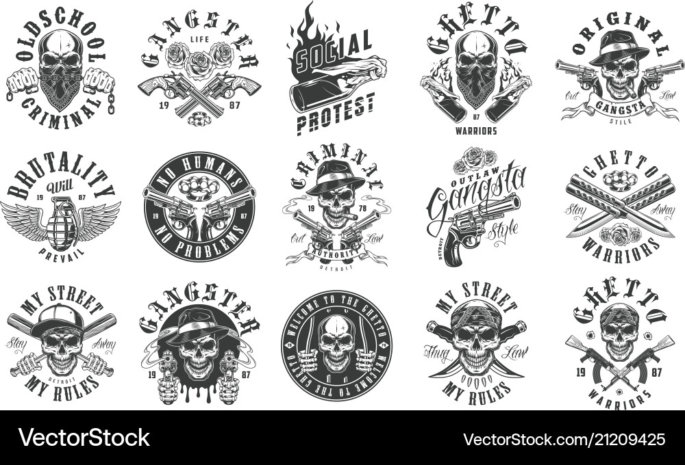 Gangster Embleme & Symbole Vektorbild