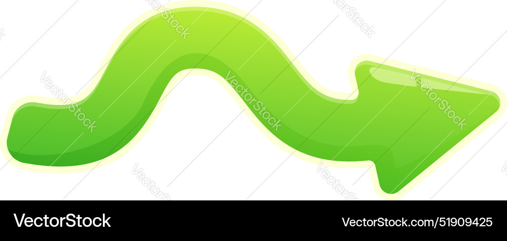 Green arrow pointing right with winding path Vector Image