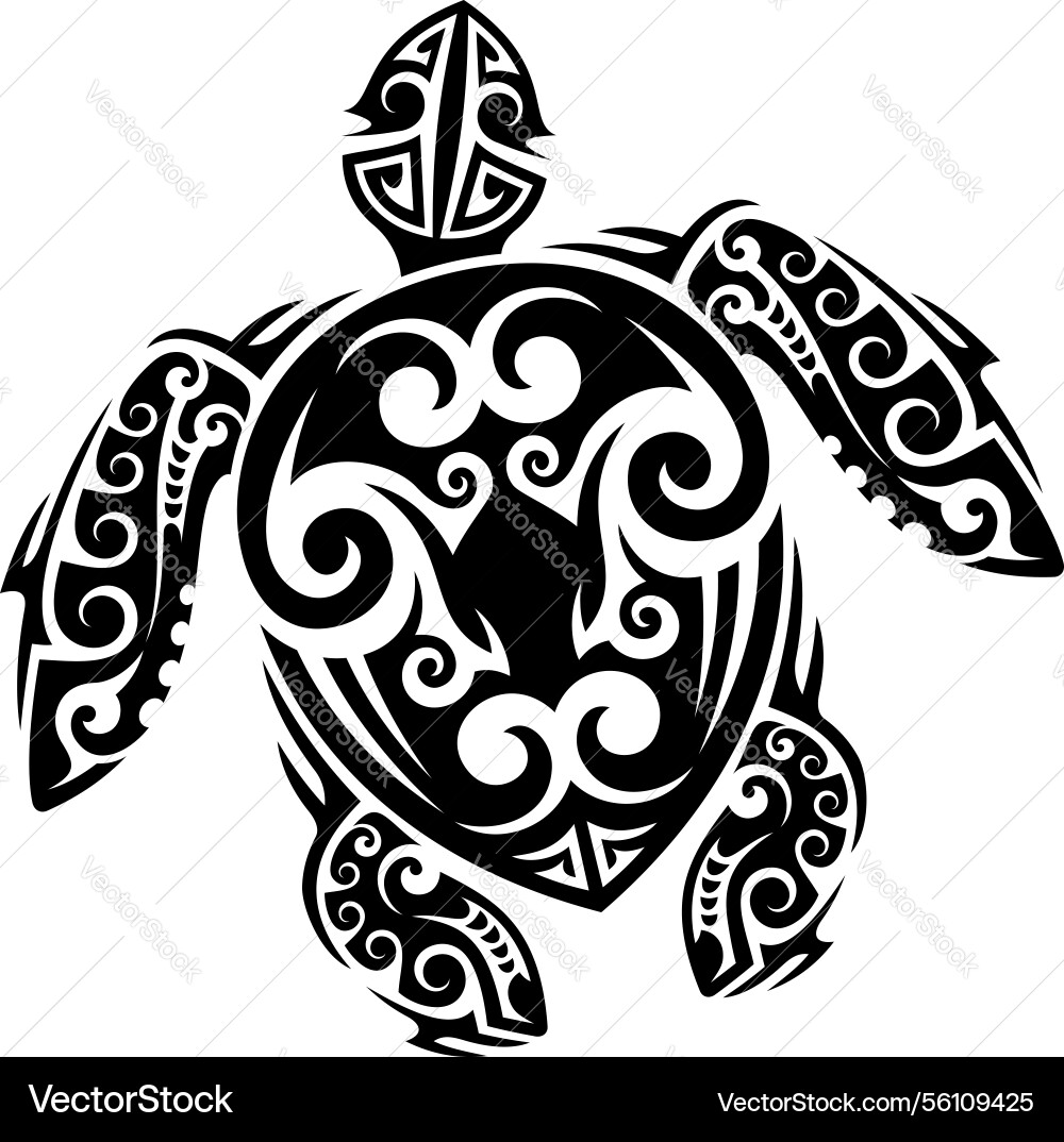 Maori tribal turtle reptile animal tattoo shape Maori tribal turtle reptile animal tattoo shape vector image
