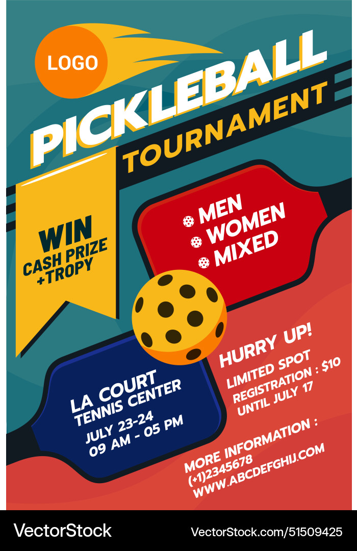 Pickleball flyer or poster with a dynamic Pickleball flyer or poster with a dynamic vector image