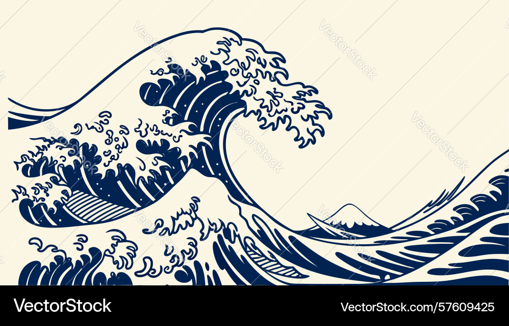 Powerful cresting ocean wave design generative ai Vector Image