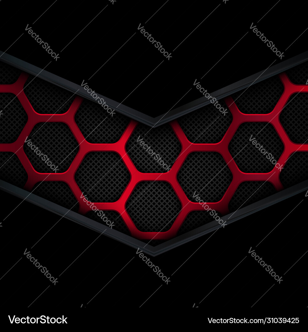Red and Black Hexagon Pattern Background vector image