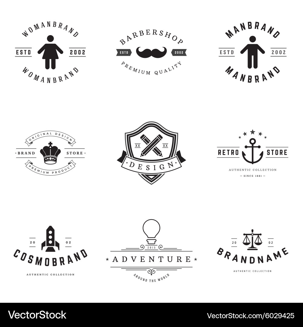 Retro logotypes set Vector Image