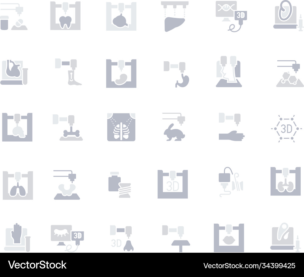 Set simple icons 3d bioprinting Set simple icons 3d bioprinting vector image