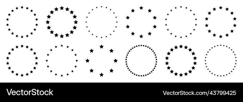 Stars of various sizes arranged in a circle round Stars of various sizes arranged in a circle round vector image