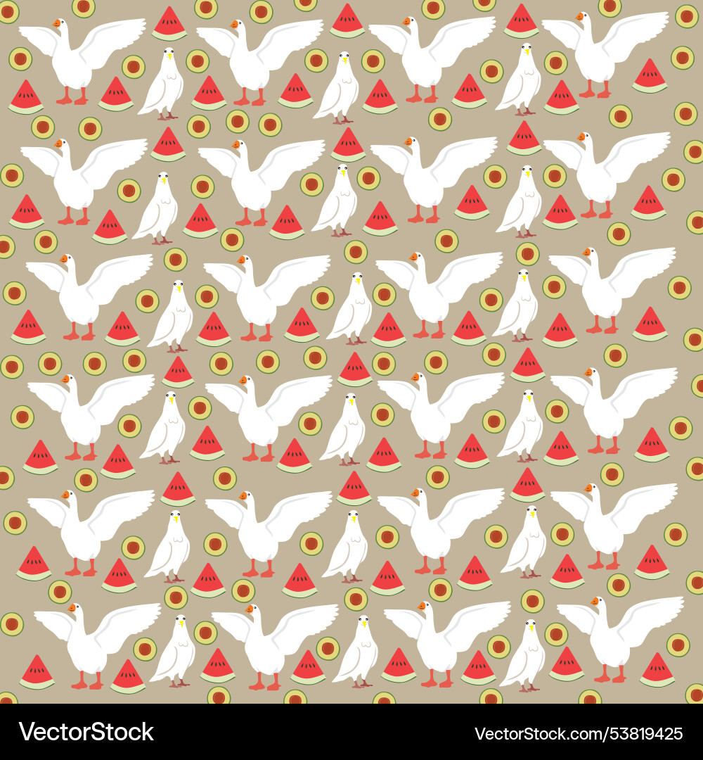Swan dove with fruit as a pattern background Vector Image