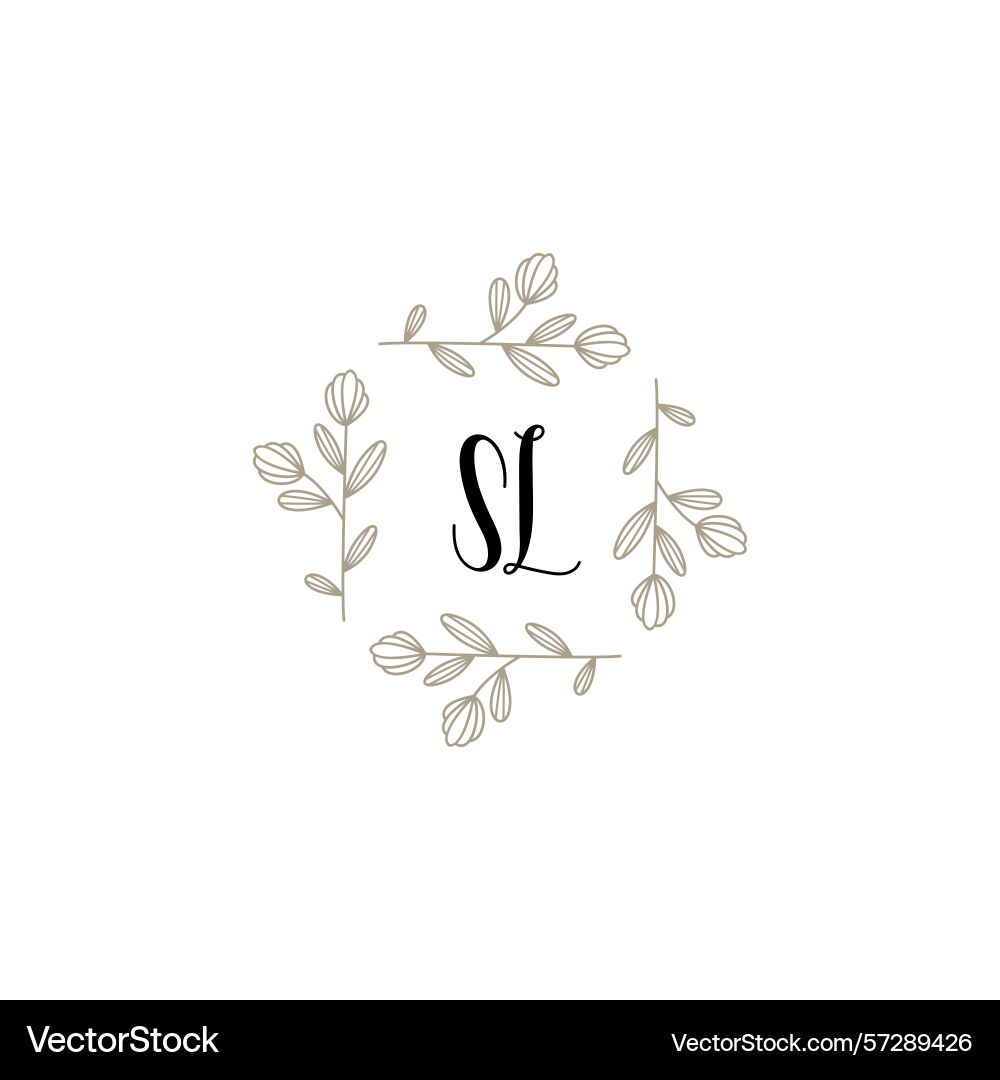 Botanical monogram logos with initial sl Vector Image