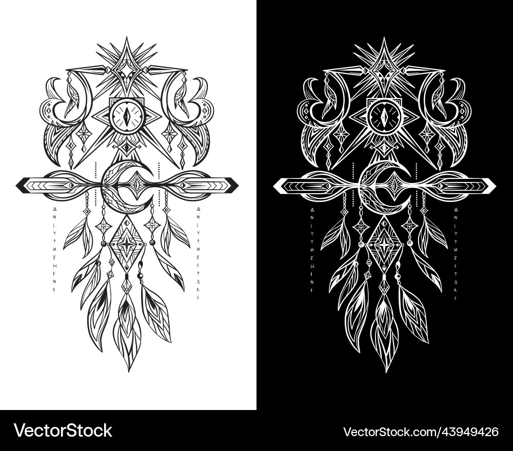 Illustrative Dream Catcher Tattoo Design, image size:1000x880