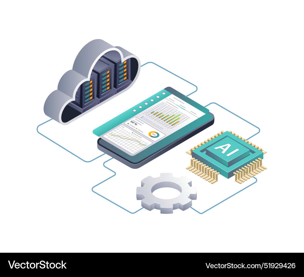 Exploring ai in cloud server data analysis Vector Image
