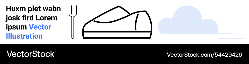 Fork and shoe outline with random text cloud Vector Image