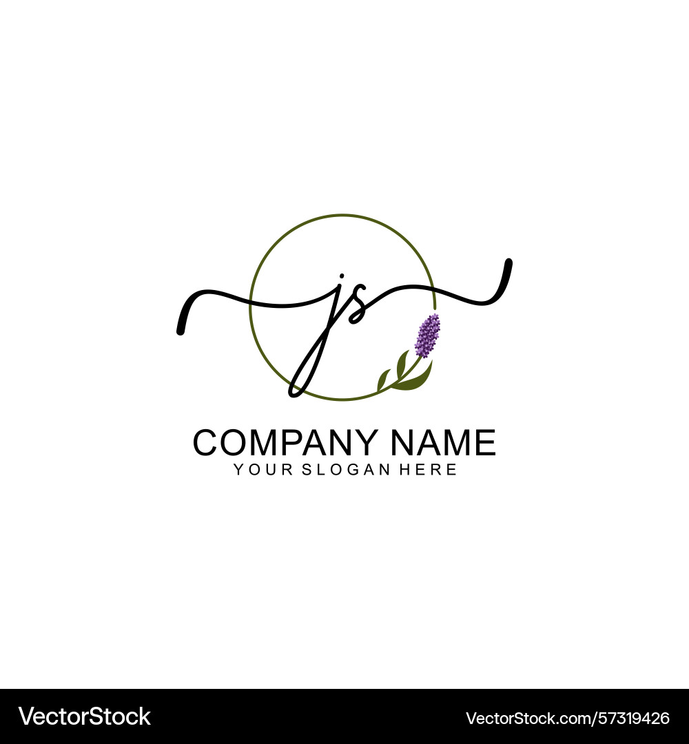 Handwritten js initial logo with circle Handwritten js initial logo with circle vector image