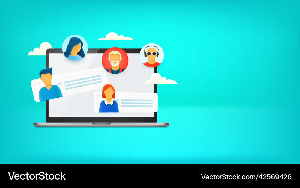 Messaging via modern computer banner with copy Messaging via modern computer banner with copy vector image