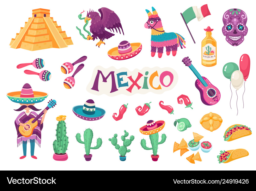 Mexikanische Fiesta Symbole Vektorbild