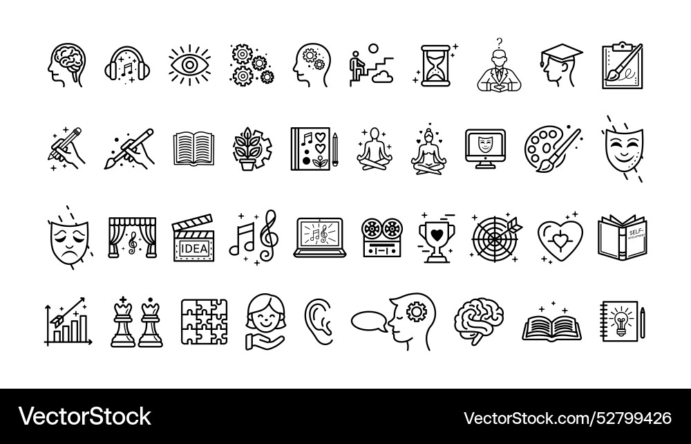 Self-development and creativity icon set Self-development and creativity icon set Vector Image