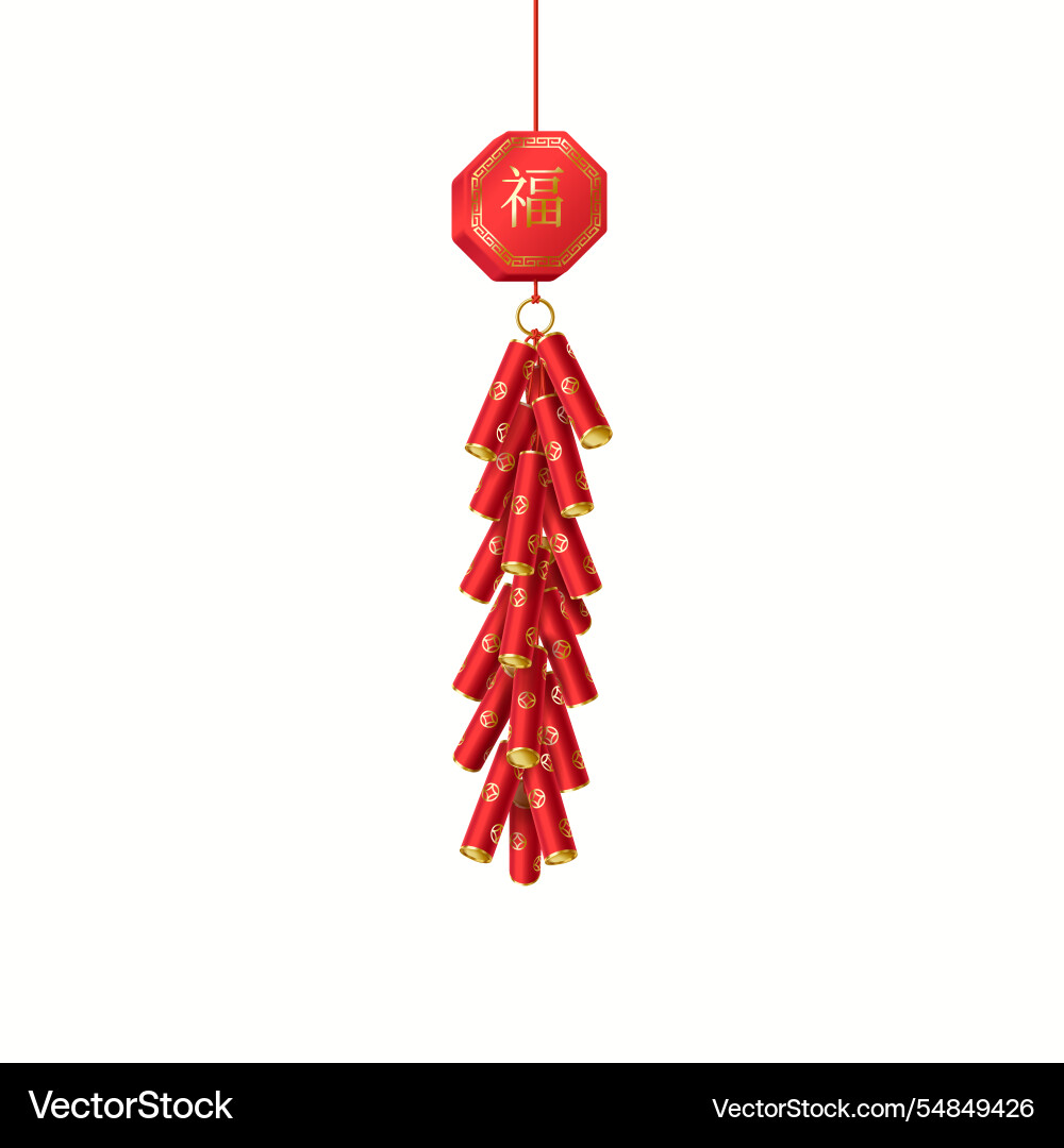 Traditional chinese firecrackers with pendant Traditional chinese firecrackers with pendant vector image