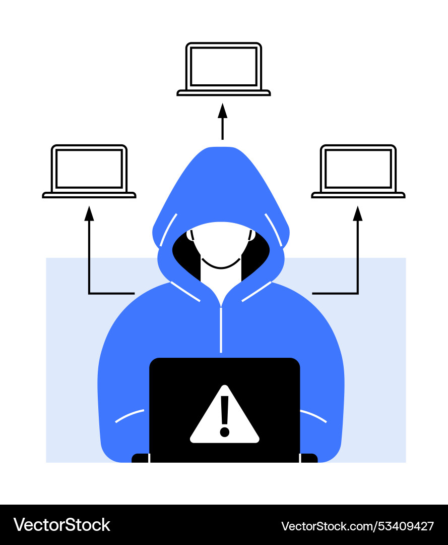 Cybersecurity Hacker with Laptop Alert vector image