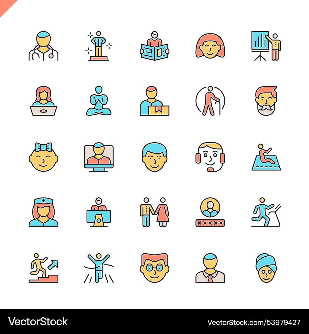 Flat line people icons set for website and mobile Flat line people icons set for website and mobile vector image