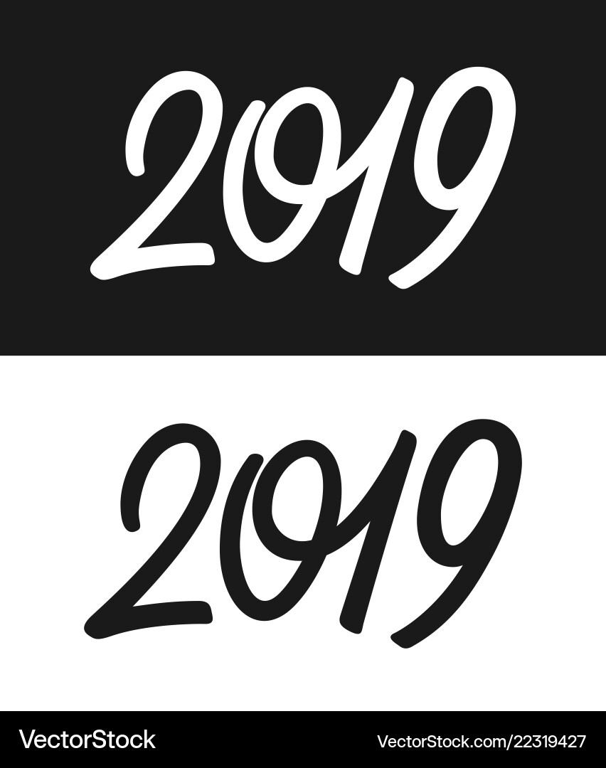New year 2019 greeting card in black and white New year 2019 greeting card in black and white vector image