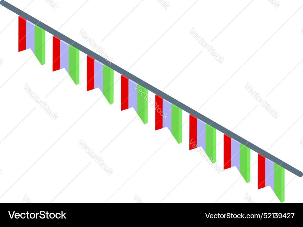 String of triangle flags hanging on a rope String of triangle flags hanging on a rope vector image