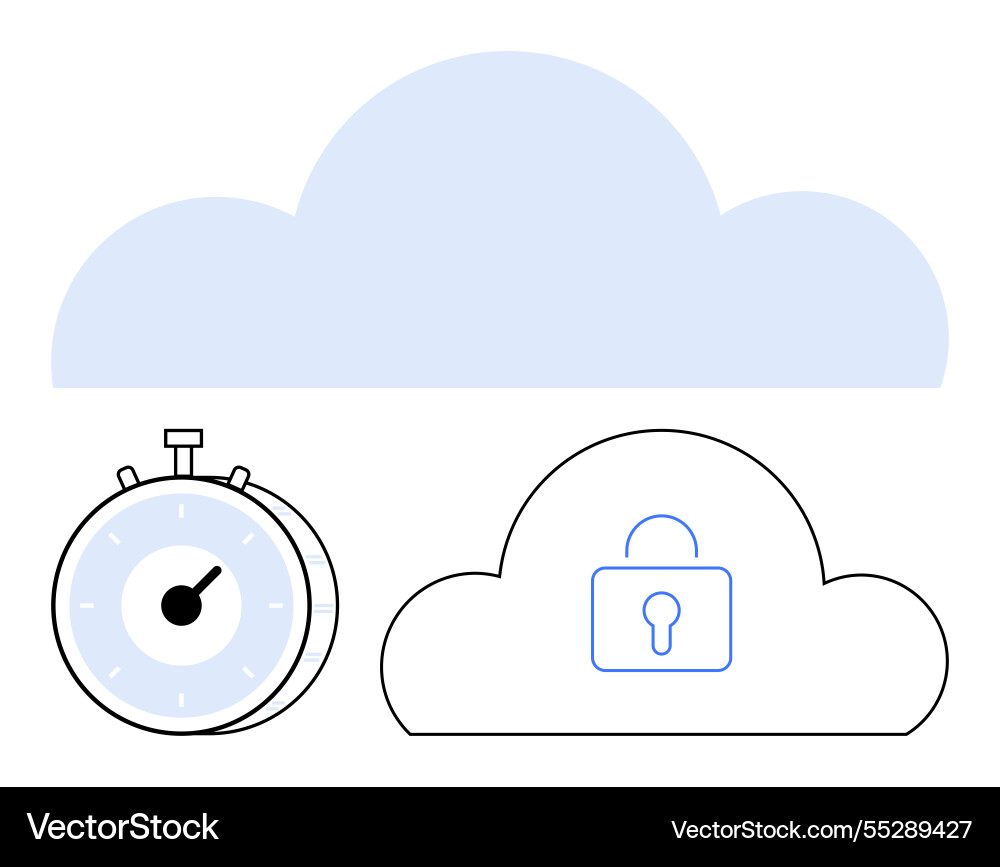 Timer with secure cloud storage icon representing Timer with secure cloud storage icon representing vector image